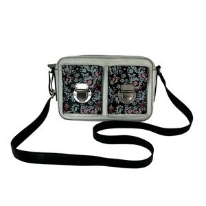 Fossil Riley Leather Crossbody Bag Top Floral Bag White Black Multi Pebble Purse